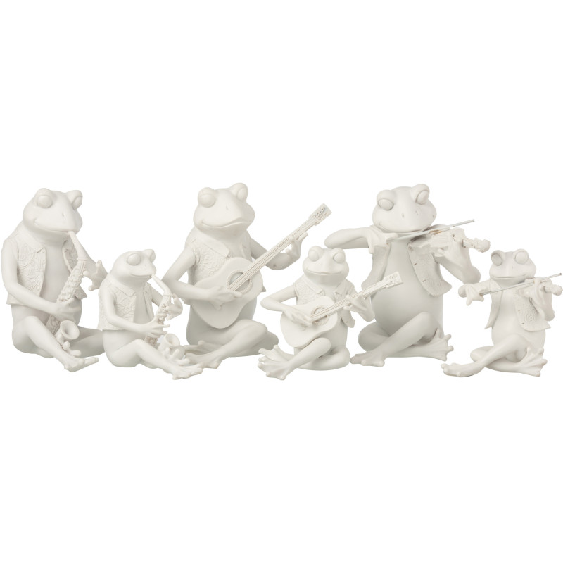 Statuette déco Grenouilles musiciennes Hauteur 22 cm en Résine Blanc Wylia - 2