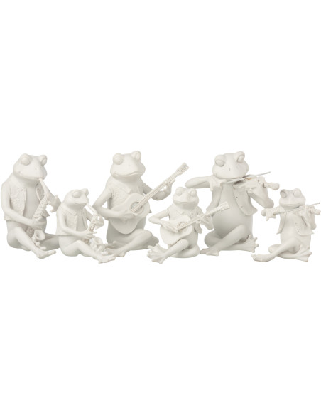 Statuette déco Grenouilles musiciennes Hauteur 22 cm en Résine Blanc Wylia - 2