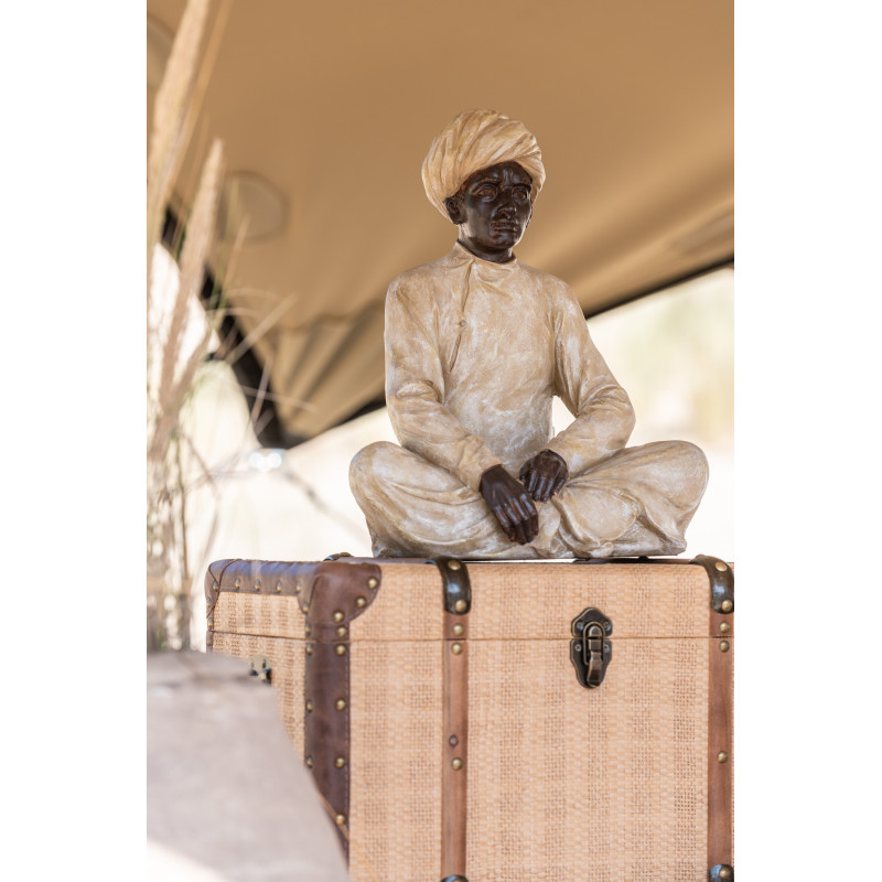 Statuette déco indienne Homme assis Hauteur 33 cm en Résine Beige Marron Varnel - 2