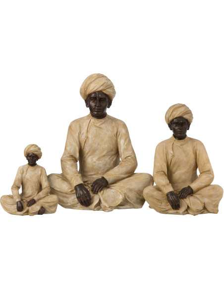 Statuette déco indienne XL Homme assis Hauteur 44 cm en Résine Beige Marron Varnel - 3