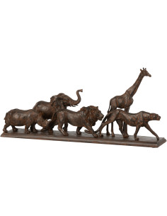 Statue déco originale 5 animaux savane 50 cm en Résine Marron Denora - 1