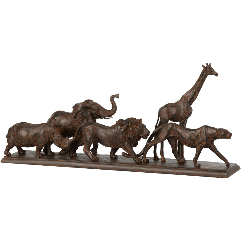 Statue déco originale 5 animaux savane 50 cm en Résine Marron Denora - 1