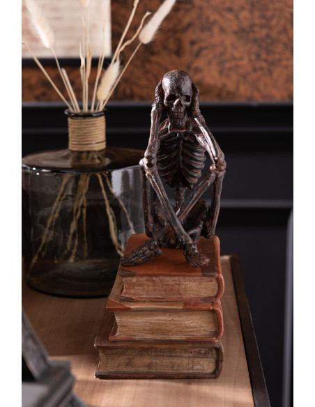 Statue déco originale Squelettes sages Entendre Voir Se Taire Hauteur 23 cm en Résine Bronze Ilvora (Lot de 3) - 4