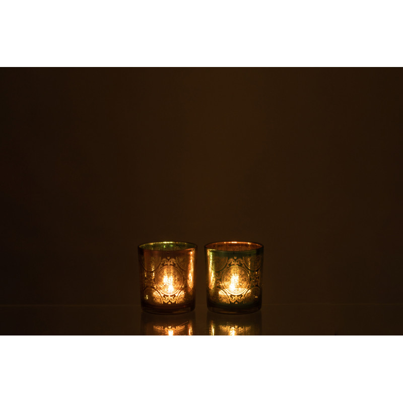 Photophore oriental Diamètre 8 cm en Verre Bleu azur Cuivre Elman (Lot de 2) - 4