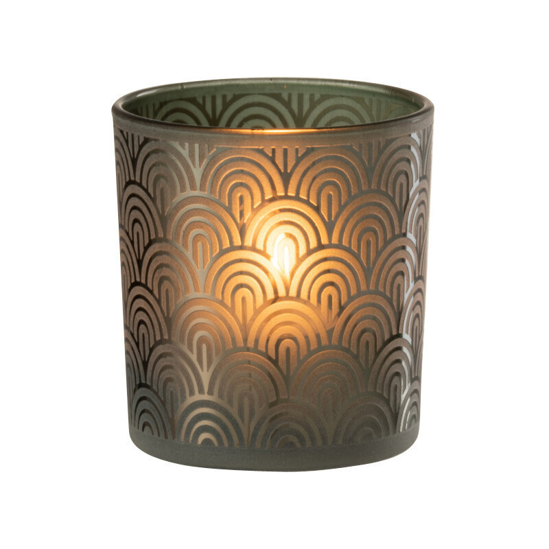 Photophore moderne Diamètre 7 cm en Verre Vert Arc - 2