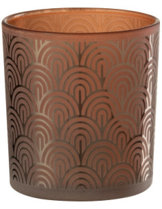 Photophore moderne Diamètre 7 cm en Verre Orange Arc - 1