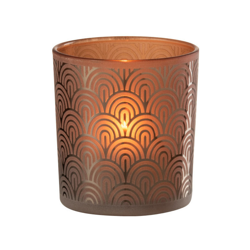 Photophore moderne Diamètre 7 cm en Verre Orange Arc - 2