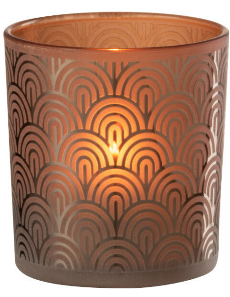 Photophore moderne Diamètre 7 cm en Verre Orange Arc - 2