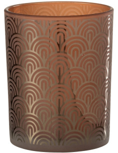 Photophore moderne Diamètre 10 cm en Verre Orange Arc - 1