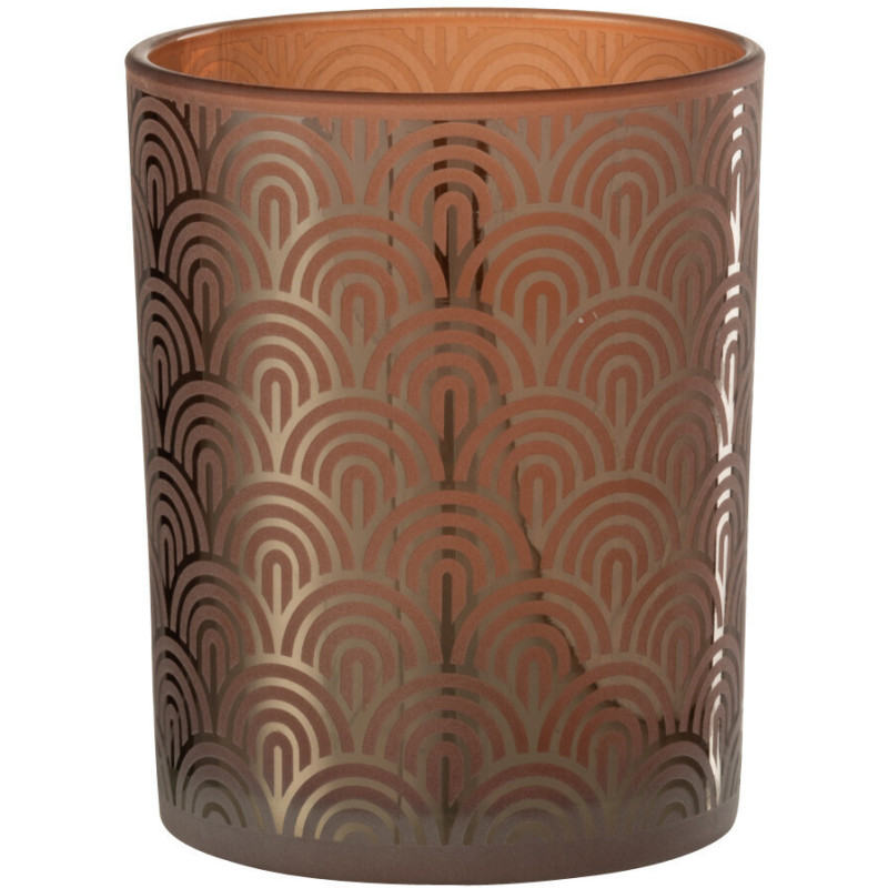 Photophore moderne Diamètre 10 cm en Verre Orange Arc - 1