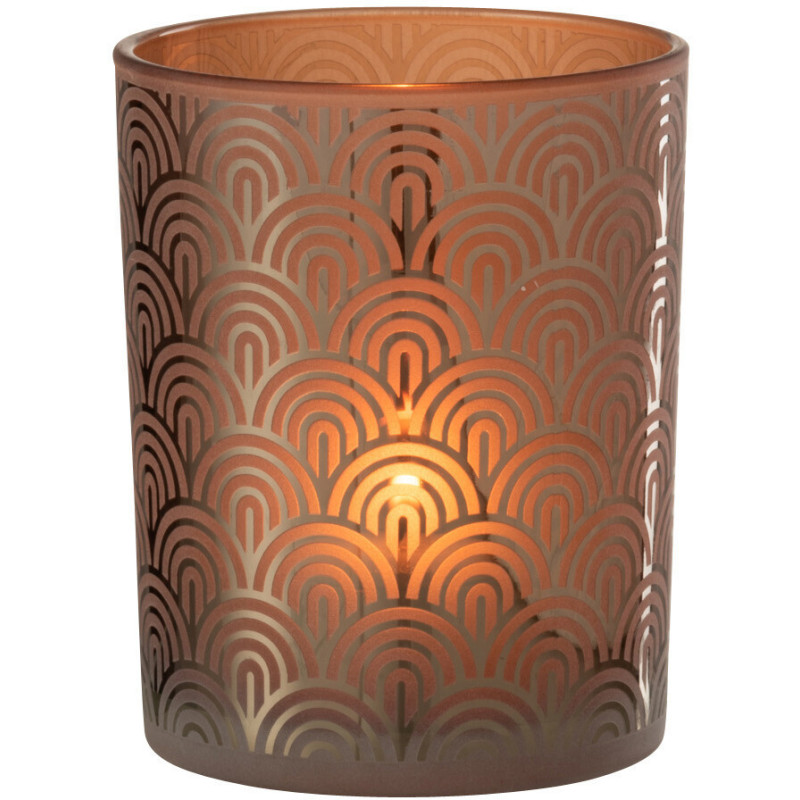 Photophore moderne Diamètre 10 cm en Verre Orange Arc - 2