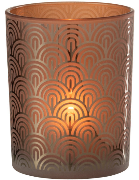 Photophore moderne Diamètre 10 cm en Verre Orange Arc - 2