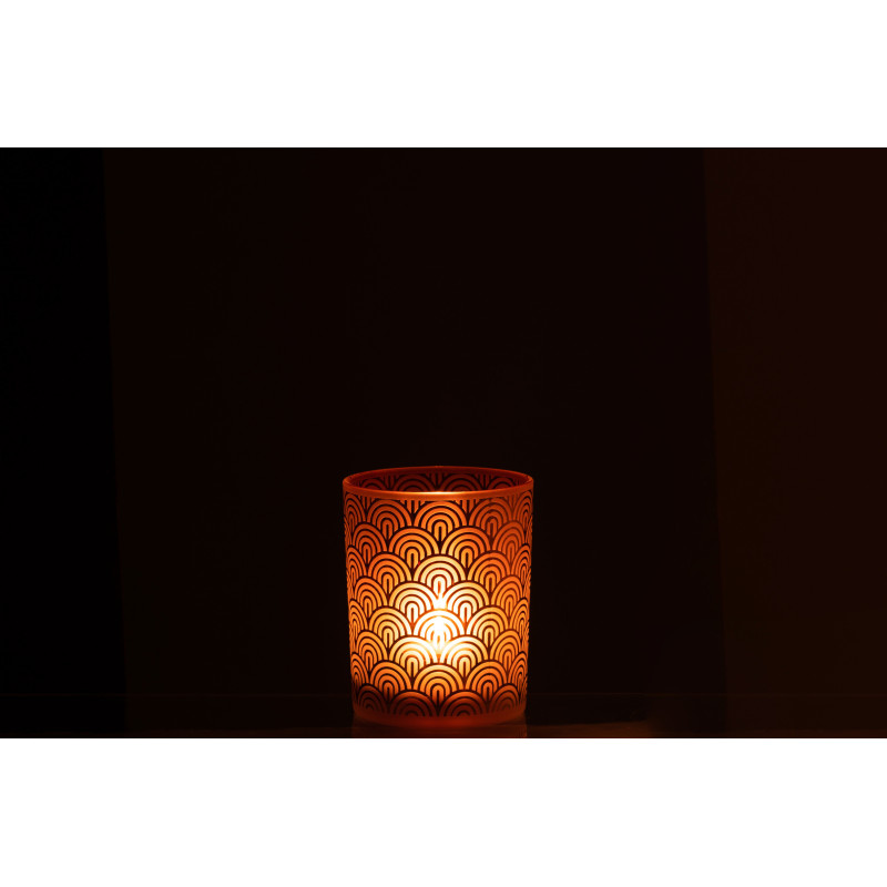 Photophore moderne Diamètre 10 cm en Verre Orange Arc - 3