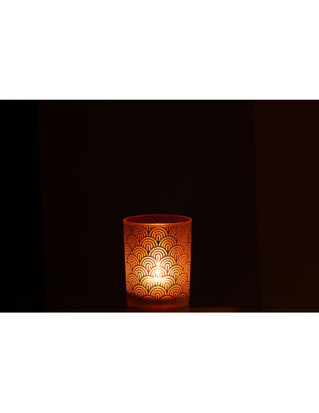 Photophore moderne Diamètre 10 cm en Verre Orange Arc - 3