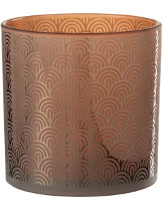 Photophore moderne Diamètre 15 cm en Verre Orange Arc - 1