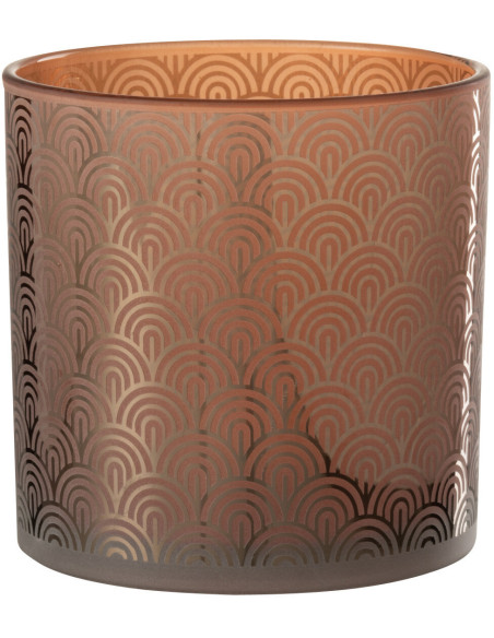 Photophore moderne Diamètre 15 cm en Verre Orange Arc - 1