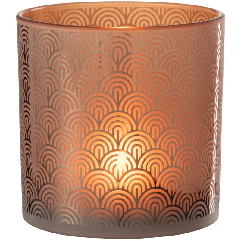 Photophore moderne Diamètre 15 cm en Verre Orange Arc - 2