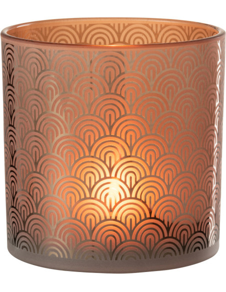 Photophore moderne Diamètre 15 cm en Verre Orange Arc - 2