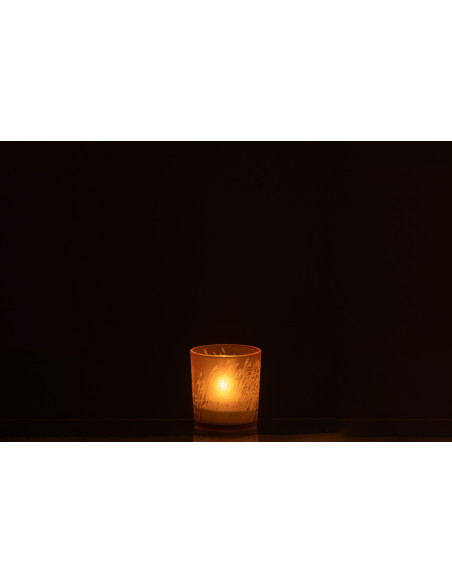 Photophore moderne Diamètre 7 cm en Verre Beige Motif herbes Faron - 4