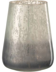 Photophore moderne XL Diamètre 17 cm en Verre Gris Milky - 1