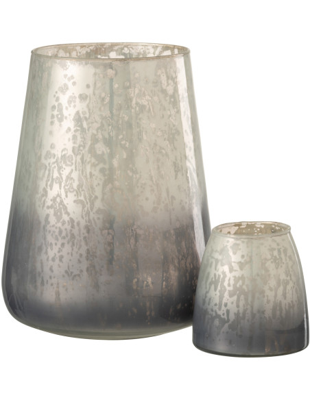 Photophore moderne XL Diamètre 17 cm en Verre Gris Milky - 4