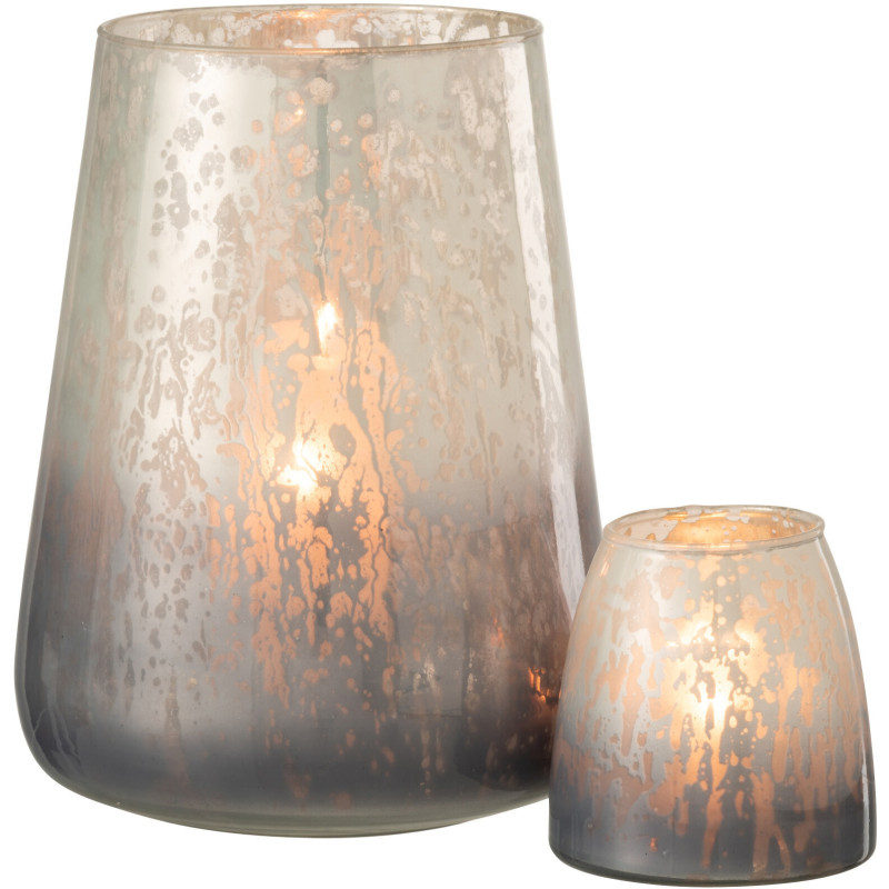 Photophore moderne XL Diamètre 17 cm en Verre Gris Milky - 5