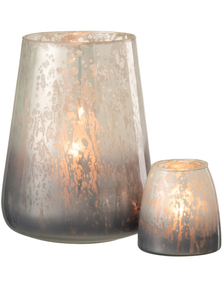 Photophore moderne XL Diamètre 17 cm en Verre Gris Milky - 5