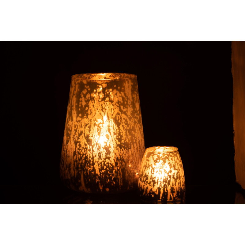 Photophore moderne XL Diamètre 17 cm en Verre Gris Milky - 6