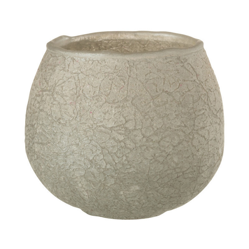 Photophore moderne boule Diamètre 10 cm en Verre Gris Motif craquelé Garon - 1