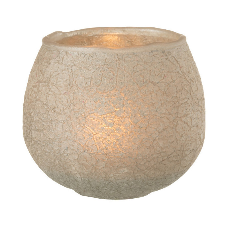 Photophore moderne boule Diamètre 10 cm en Verre Gris Motif craquelé Garon - 2