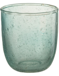 Photophore vintage Diamètre 7 cm en Verre Bleu aqua Motif bulles Halen - 1