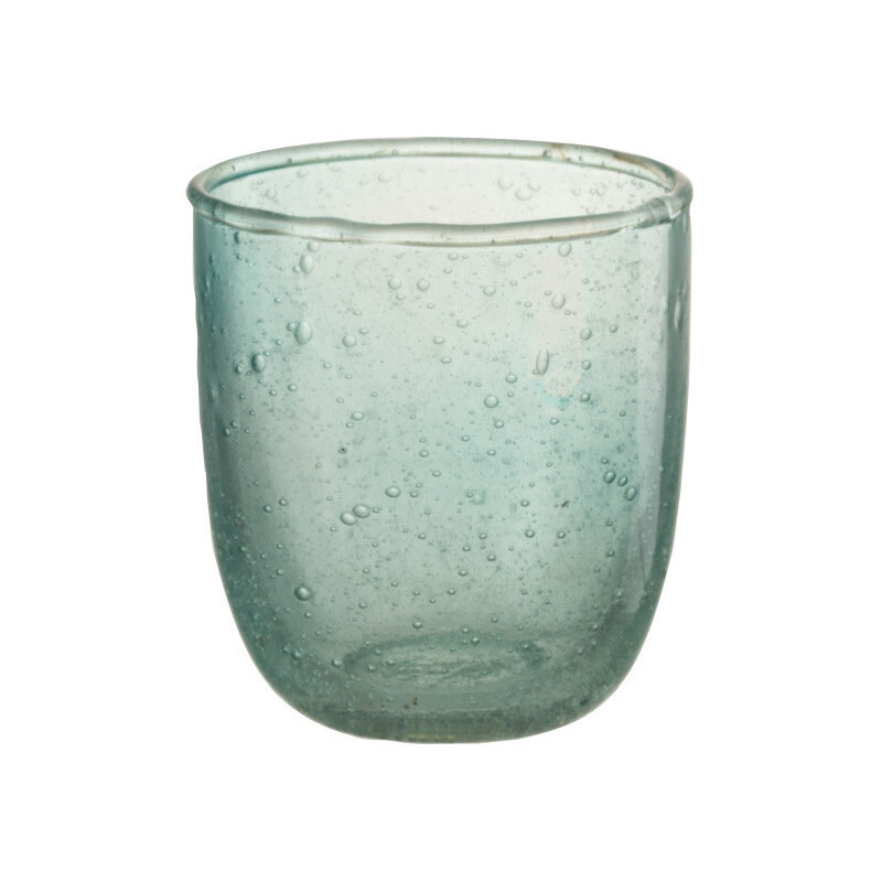 Photophore vintage Diamètre 7 cm en Verre Bleu aqua Motif bulles Halen - 1