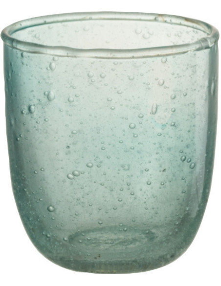 Photophore vintage Diamètre 7 cm en Verre Bleu aqua Motif bulles Halen - 1