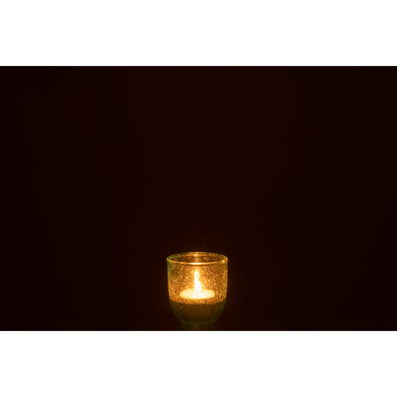 Photophore vintage Diamètre 7 cm en Verre Bleu aqua Motif bulles Halen - 4