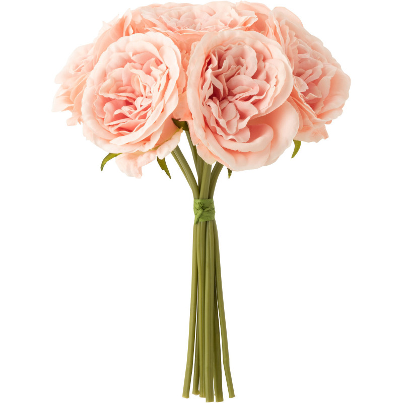Bouquet Fleurs artificielles réaliste Rose Hauteur 25 cm en Plastique Rose clair Vert - 1