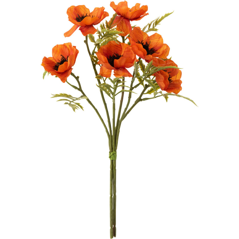 Fleur artificielle réaliste Coquelicot Hauteur 33 cm en Plastique Orange Vert - 1