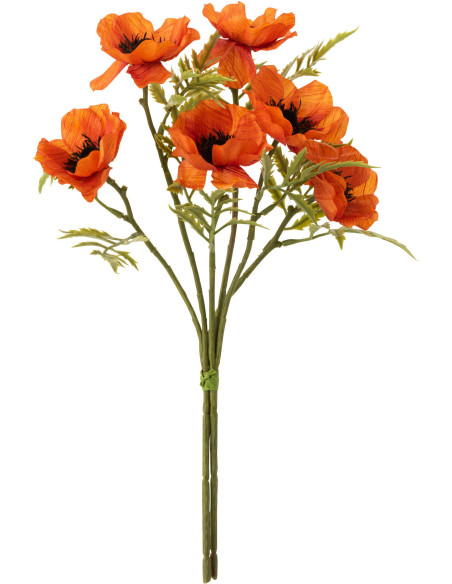 Fleur artificielle réaliste Coquelicot Hauteur 33 cm en Plastique Orange Vert - 1