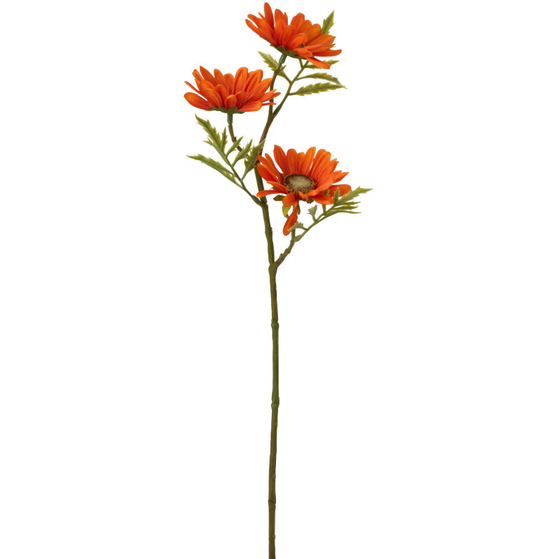 Fleur artificielle réaliste Pâquerette Hauteur 45 cm en Plastique Orange Vert - 1