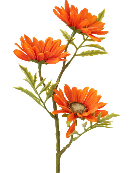 Fleur artificielle réaliste Pâquerette Hauteur 45 cm en Plastique Orange Vert - 3