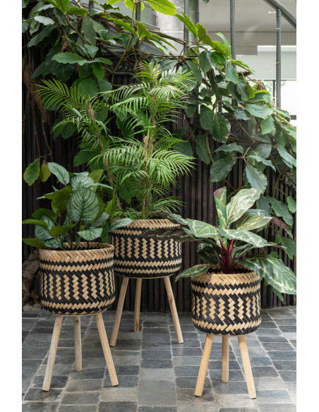 Plante artificielle Palmier XL avec pot Hauteur 84 cm en Plastique Vert Noir Zilvar - 4