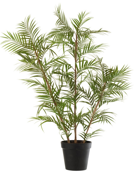 Plante artificielle Palmier XXL avec pot Hauteur 114 cm en Plastique Vert Noir Zilvar - 1