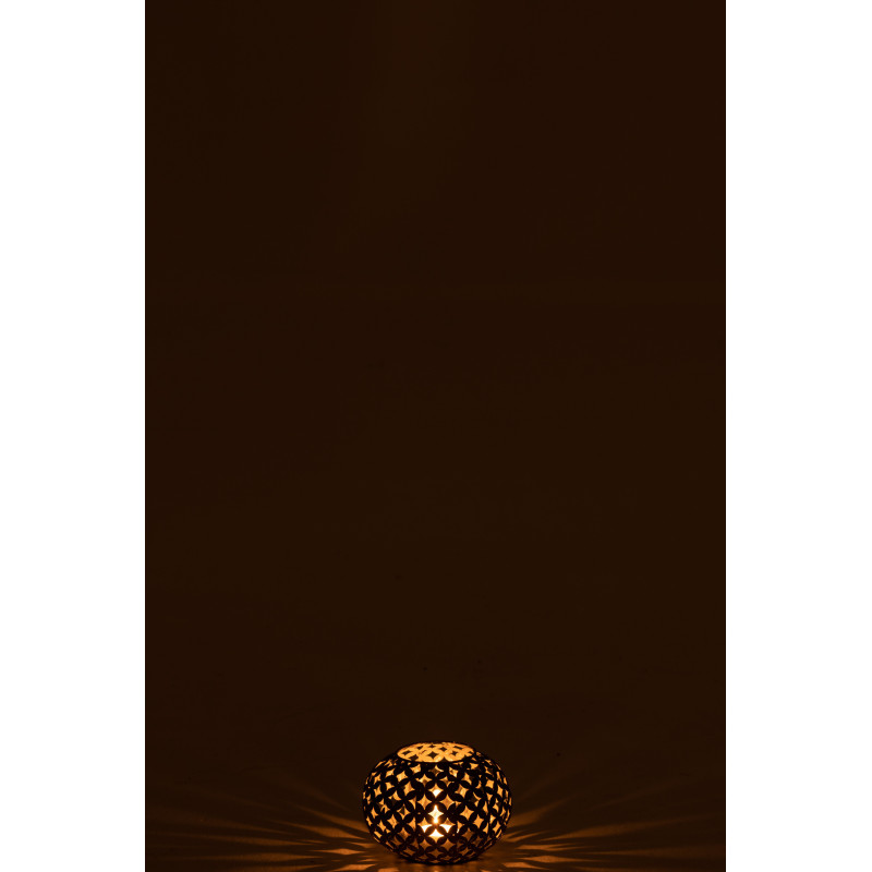 Photophore vintage ajouré Diamètre 14 cm en Métal Gris Vieilli Motif fleurs Joran - 4