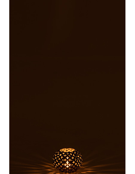 Photophore vintage ajouré Diamètre 14 cm en Métal Gris Vieilli Motif fleurs Joran - 4