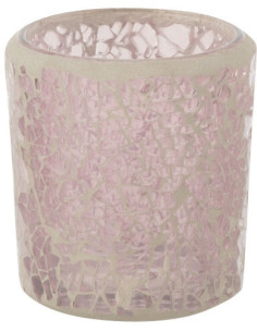 Photophore moderne Diamètre 5 cm en Verre Rose Motif mosaïque Nadox - 1