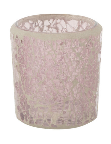 Photophore moderne Diamètre 5 cm en Verre Rose Motif mosaïque Nadox - 1