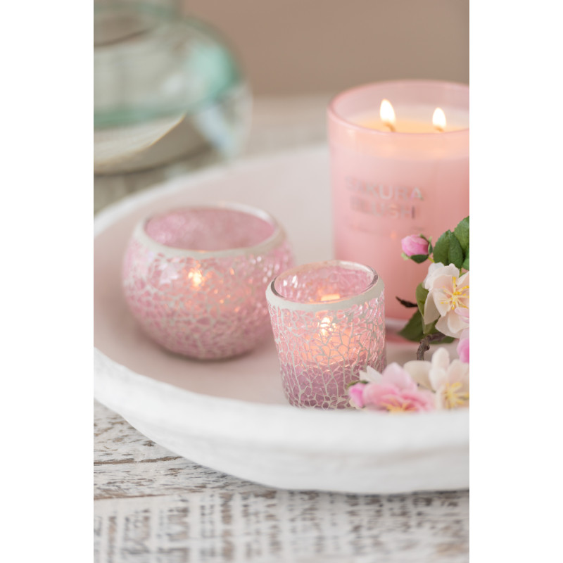 Photophore moderne Diamètre 5 cm en Verre Rose Motif mosaïque Nadox - 2