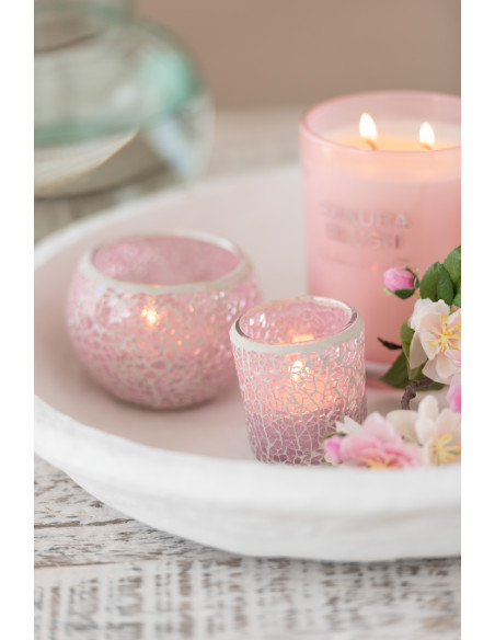 Photophore moderne Diamètre 5 cm en Verre Rose Motif mosaïque Nadox - 2