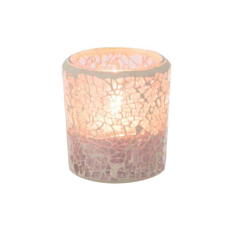 Photophore moderne Diamètre 5 cm en Verre Rose Motif mosaïque Nadox - 3