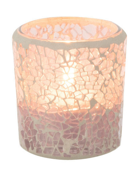 Photophore moderne Diamètre 5 cm en Verre Rose Motif mosaïque Nadox - 3