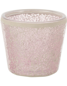 Photophore moderne conique Diamètre 13 cm en Verre Rose Motif mosaïque Nadox - 1